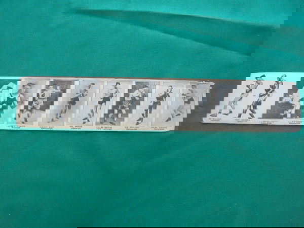 Uncut Strip of Boxing Cards (10) c. 1910: Features Jack Johnson & Young Corbett & and Many More. Black & White