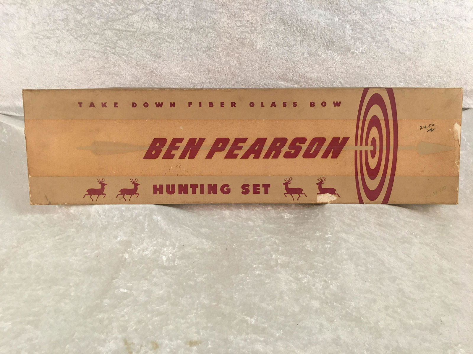 Vintage Ben Pearson Take Down Fiber Glass Recurve Bow: Vintage Ben Pearson Take Down Fiber Glass Recurve Bow Hunting Set 55#. Catalog #312 in Original Box with (6) Arrows, Bow String, and Accessories.