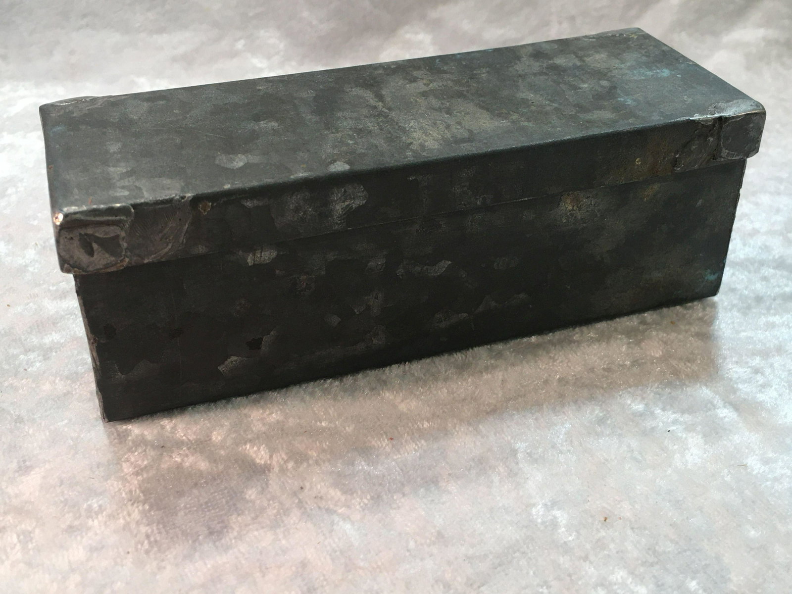 Small Turkey Call in early Tin Soldered Box w/lid,: Small Turkey Call in early Tin Soldered Box w/lid, Marked F. E. Boop, Glen Iron PA.