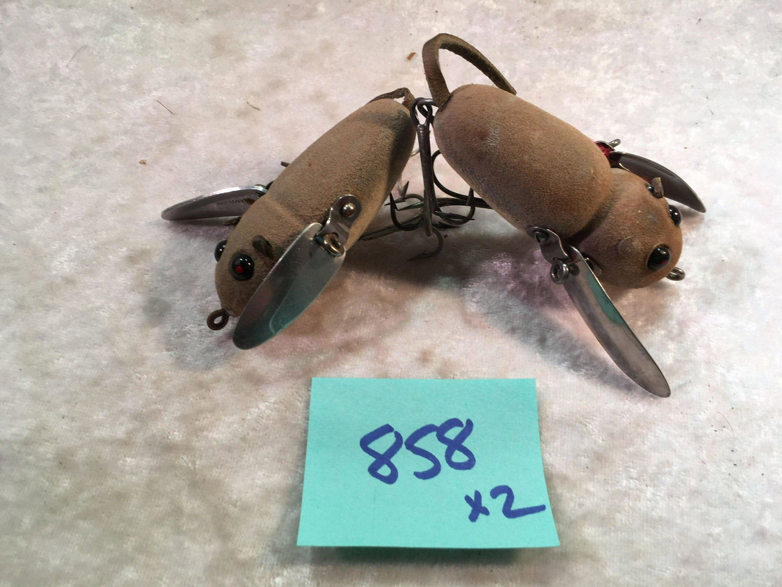 (2) Vintage Heddon Crazy Crawler Mouse Fishing Lures.: (2) Vintage Heddon Crazy Crawler Mouse Fishing Lures.