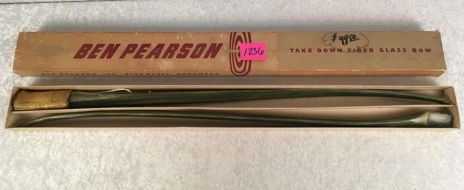 Vintage Ben Pearson Take Down Fiberglass Bow. Catalog: Vintage Ben Pearson Take Down Fiberglass Bow. Catalog No. 304. 50# @ 28" in Original Box