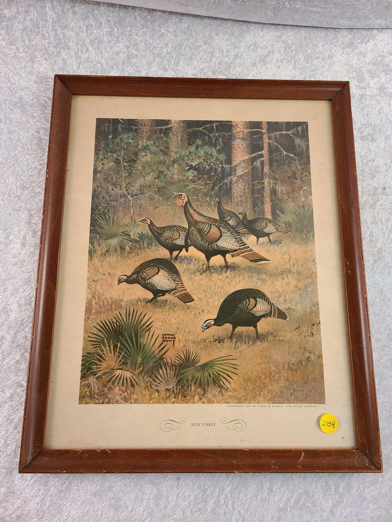 Dupont Turkey Print by Lynn Bogue. Hunt in Frame.: Dupont Turkey Print by Lynn Bogue. Hunt in Frame. Copyright 1944 By Field & Stream Publishing Co.