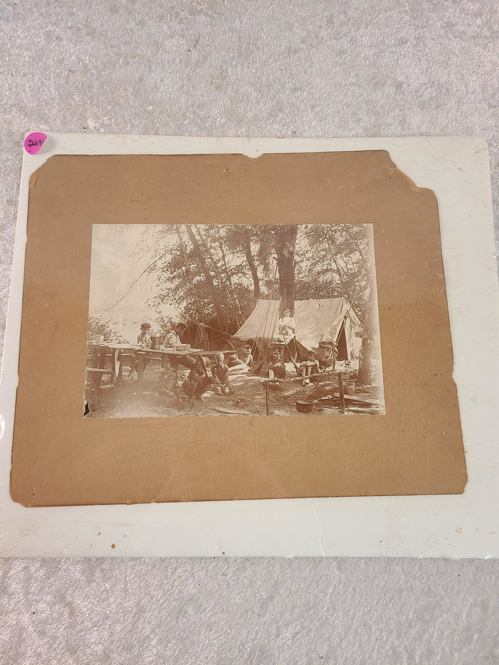 Black & White Photo of Young Boy at Hunting & Fishing: Black & White Photo of Young Boy at Hunting & Fishing Camp