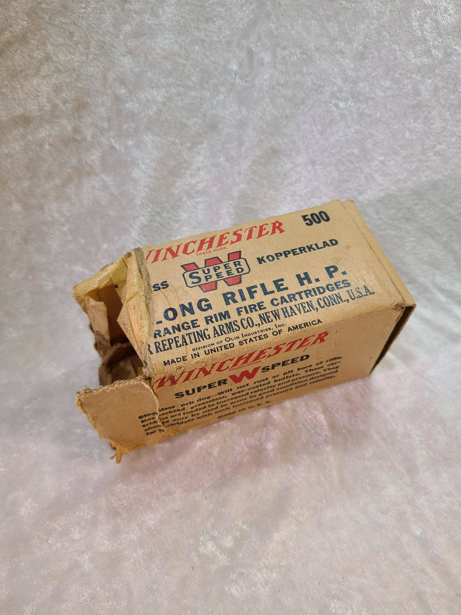 Vintage Winchester Super Speed .22 Long Rifle Hollow: Vintage Winchester Super Speed .22 Long Rifle Hollow Point Brick of (6) One Piece Full 50ct Boxes. Kopperklad. High Velocity. Brick Box in Rough Shape