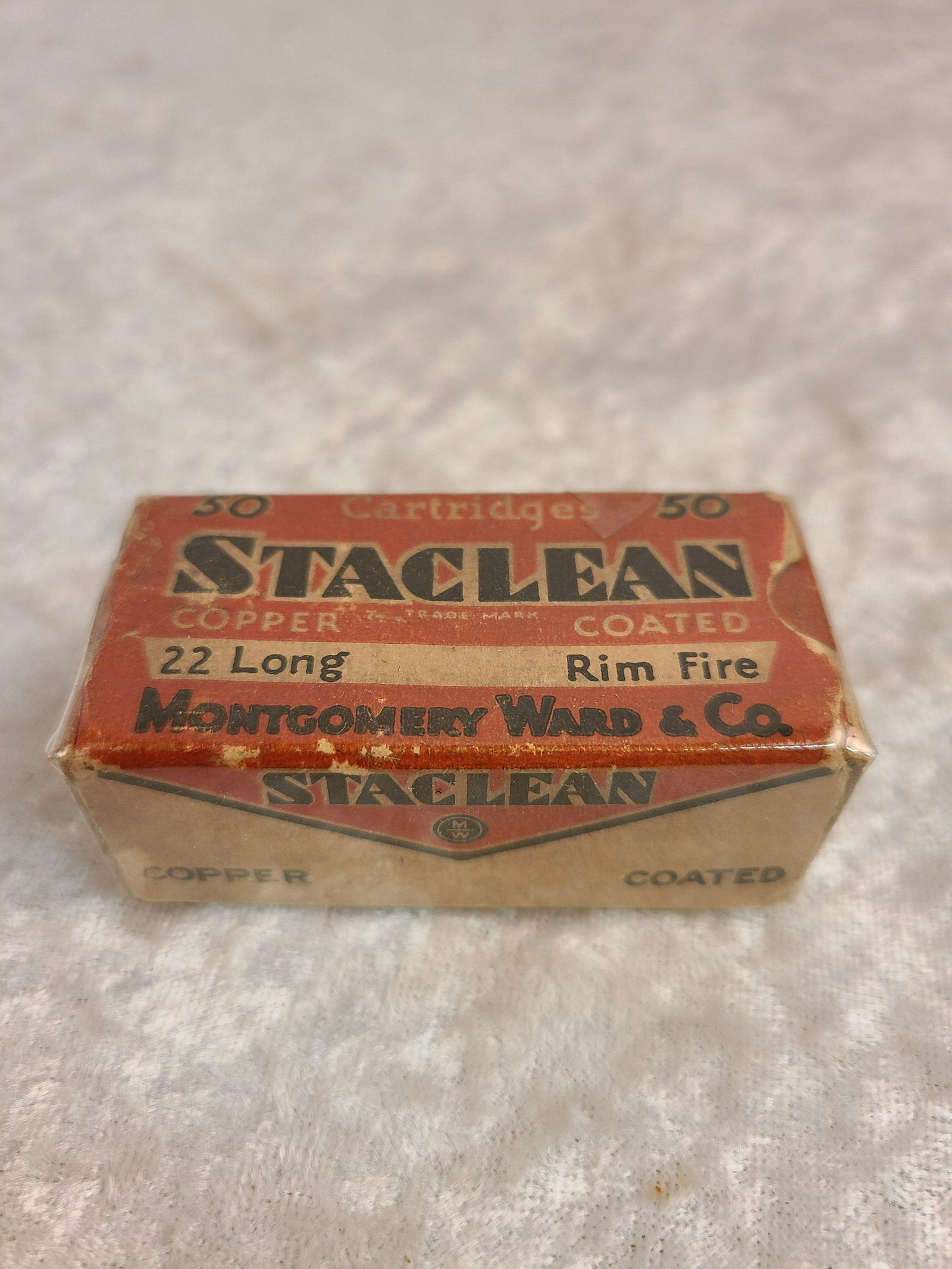 Vintage Montgomery Ward Staclean 22 Long Rim Fire One: Vintage Montgomery Ward Staclean 22 Long Rim Fire One Piece Full Box.