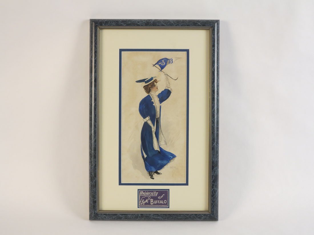 University of Buffalo Pennant Girl Print, M.L. Hagay: University of Buffalo Pennant Girl Print. By M.L. Hagay 1906. With Felt. 12.75x18.75"