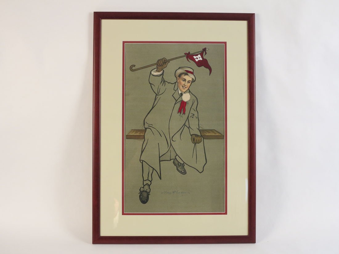 Harvard Pennant Man Print by Morris F. Van Horn: Harvard Pennant Man Print. By Morris F. Van Horn. 18.25x26"