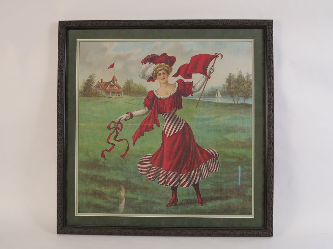Pennant Girl Print, Harvard ?, Cornell ?, Chicago ?: Pennant Girl Print. 26x26"