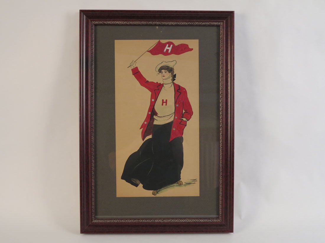 Harvard Pennant Girl Print: Harvard Pennant Girl Print. 15.5x22.25"