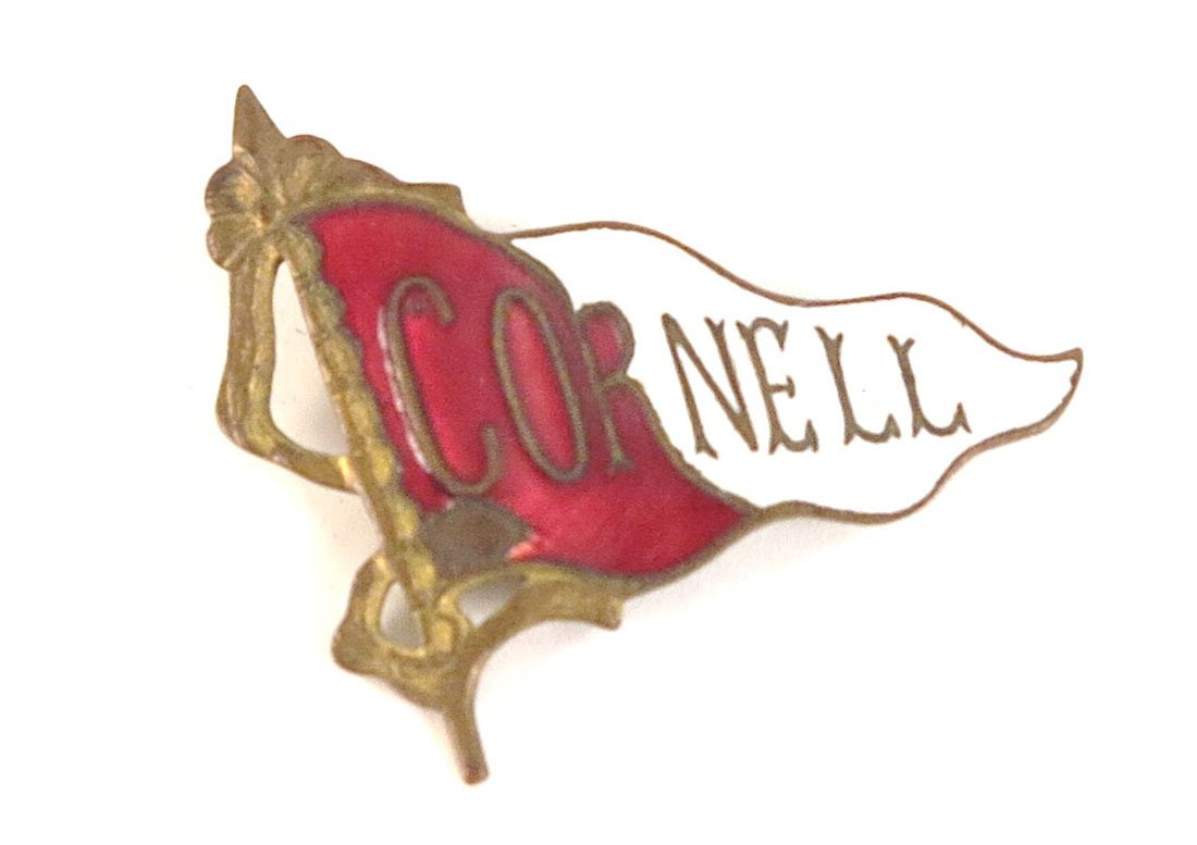 c. 1890 Cornell Enameled Pennant Pin: Cornell Enameled Pennant Pin. 1.5"