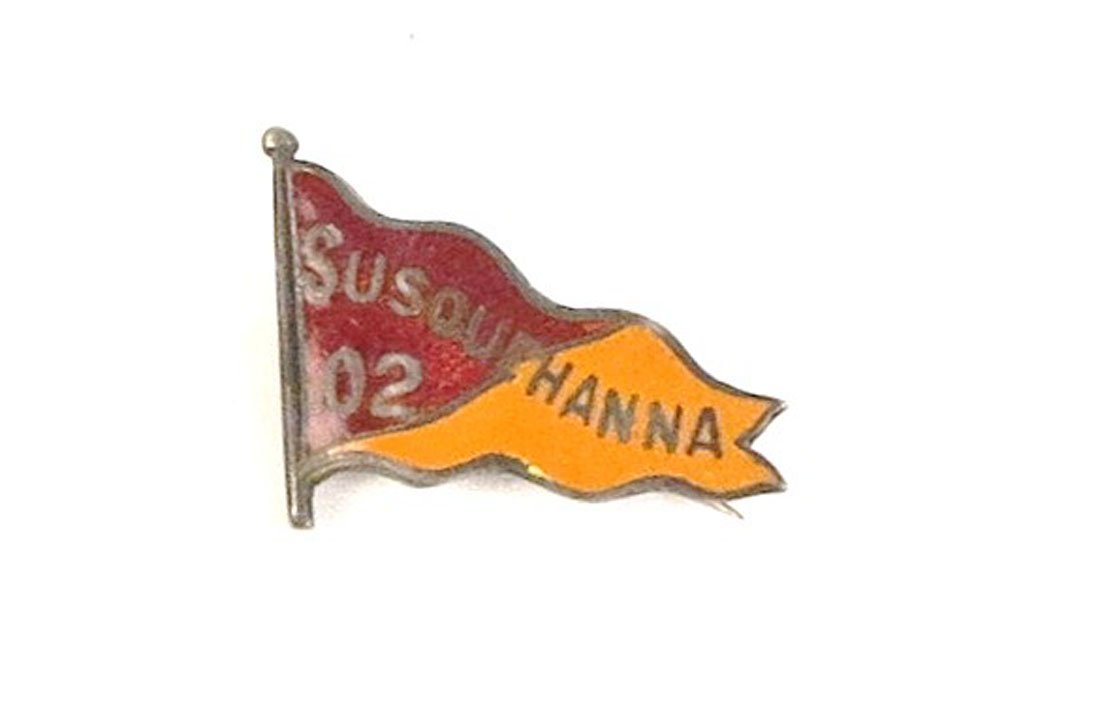 1902 Susquehanna University Enameled Pennant Pin: 1902 Susquehanna University Sterling Silver Enameled Pennant Pin. .75"
