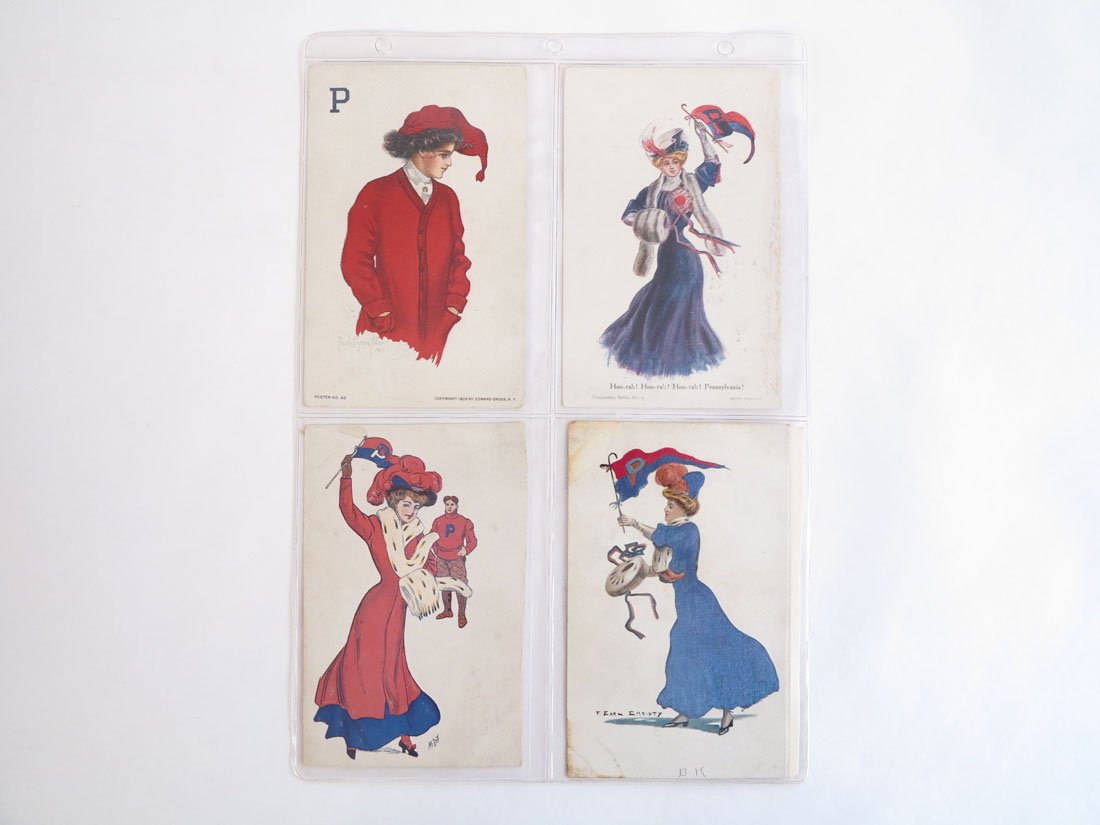 (4) University of Pennsylvania Girl Postcards, Christy: Lot of 4 University of Pennsylvania Girl Postcards. One is an F. Earl Christy.