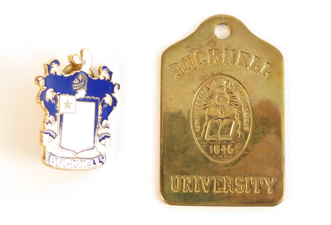 Bucknell University Enameled Pin & Brass Keychain: Bucknell Enameled Pin From N.S. Meyer Inc. & Bucknell Brass Keychain