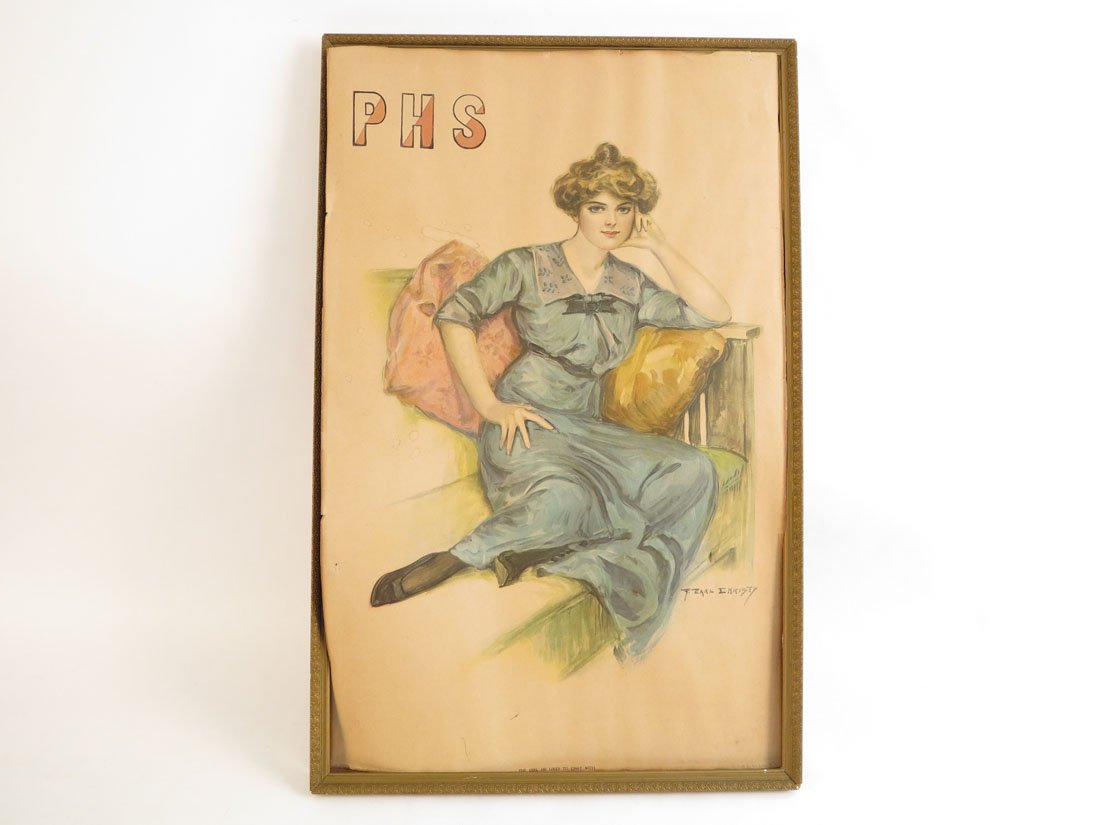 F. Earl Christy "The Girl He Likes to Chat With" Print.: F. Earl Christy The Girl He Likes to Chat With Print. PHS. Frame with no Glass. 14.5x22"