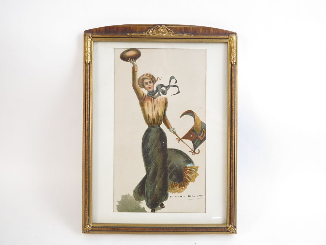F. Earl Christy Princeton Pennant Girl with Football: F. Earl Christy Princeton Pennant Girl with Football Print. 10x13.5"