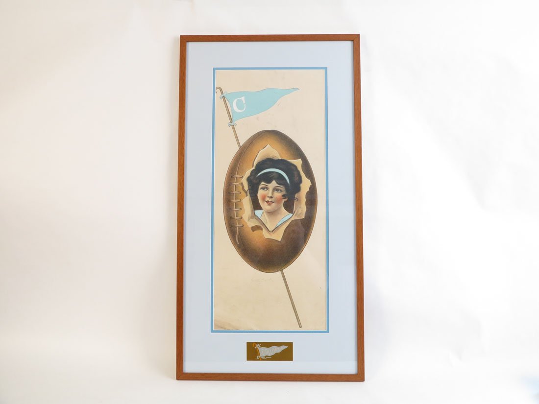 Columbia Pennant Girl Print By Frank J. Murck: Columbia Pennant Girl Print By Frank J. Murck. With Tobacco Silk. 30.5x16"