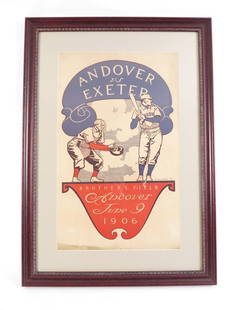 Andover v Exeter 1906 Baseball Poster, R.C. Hallowell: Andover vs Exeter Brothers Field Andover June 9 1906 Baseball Poster By R.C. Hallowell. '06. 21x29.5"