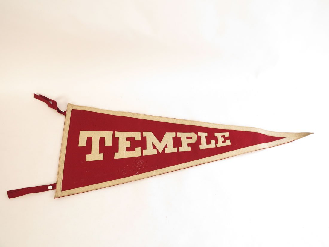 Temple University Felt Pennant, Sewn On Letters, 28.5"