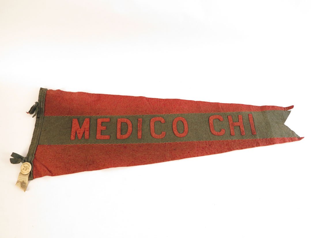 Medico Chi Felt Pennant, 30": Medico Chi Felt Pennant. With Pinback from Medical Society of State of Pennsylvania. 30"