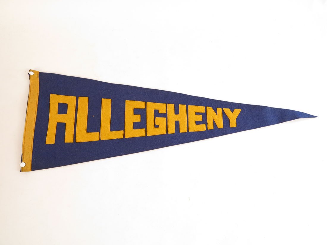 Allegheny College Felt Pennant, Sewn on Letters, 24": Allegheny Felt Pennant. Sewn on Letters. 24"