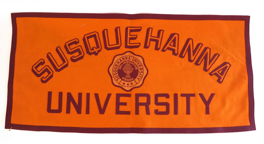 Susquehanna University Rectangular Felt Pennant: Susquehanna University Rectangular Felt Pennant with Sewn on Letters. 17x35"