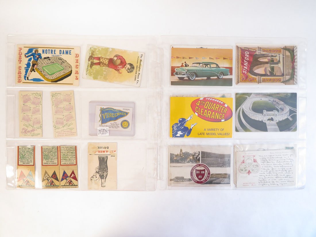 (21) College Postcards & Other Ephemera: Lot of 21 Postcards & Other Ephemera. Including; Stanford, Harvard, Oglethorpe University, Notre Dame, Vincennes University, Coca-Cola