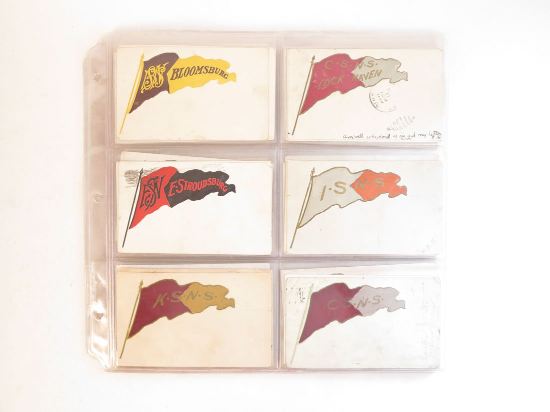 (81) College Pennant Postcards, Susquehanna, Temple: Lot of 81 of College Pennant Postcards. Including: Bloomsburg, Villanova, Temple, Susquehanna, Haverford, Bryn Mawr, Jefferson.
