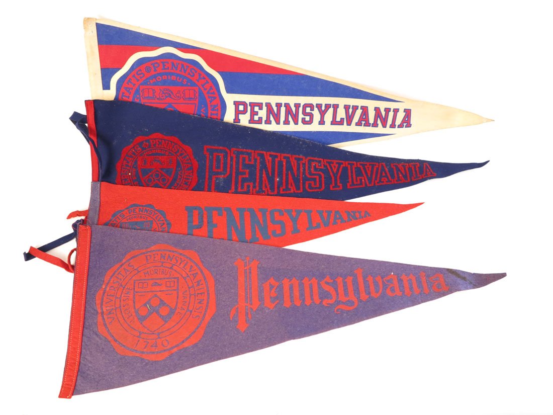 (4) University of Pennsylvania Pennants, 24-30": Lot of 4 University of Pennsylvania Pennants. 24-30"
