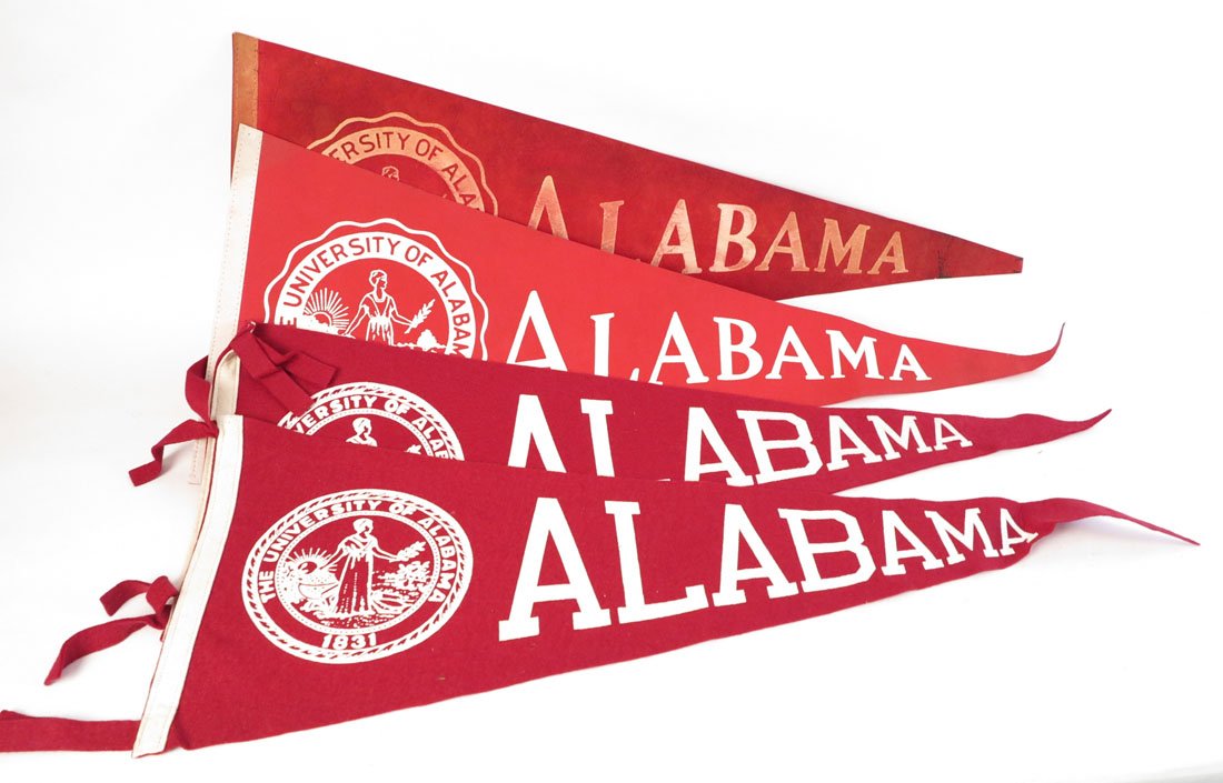 (4) University of Alabama Pennants, 29": Lot of 4 University of Alabama Pennants. 29"