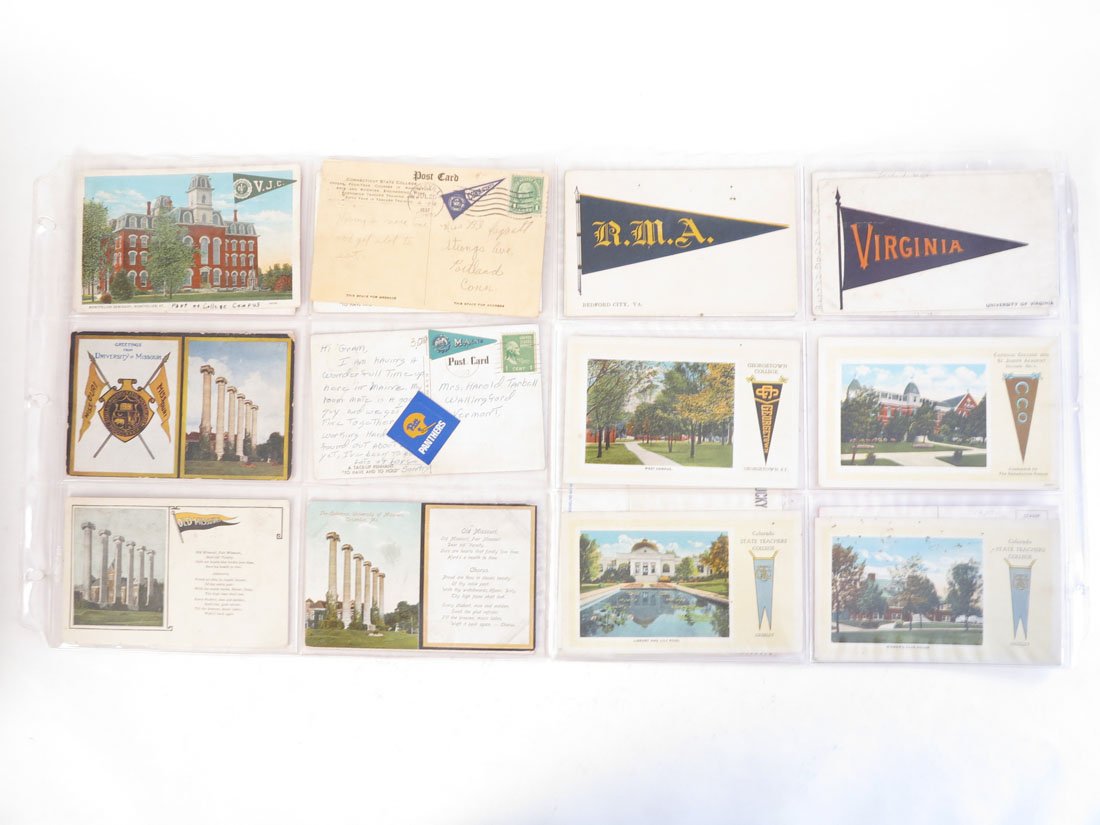(20) College Postcards & 3 College Stickers: Lot of 20 College Postcards & 3 College Stickers. Stickers: Pitt, Iowa State, Ole Miss. Postcards Include: Missouri, Harvard, Wesleyan, Arnold College, Lasell Junior College.