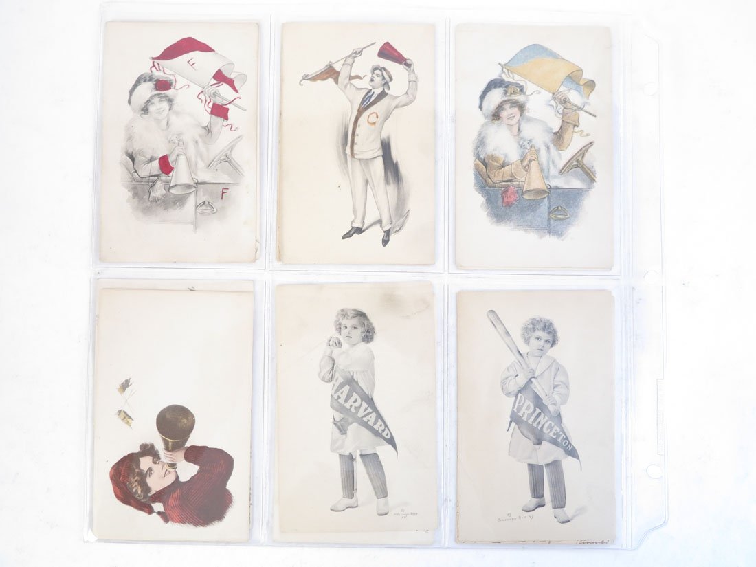 (12) College Pennant & Sporting Girl Postcards: Lot of 12 Pennant & Sporting Girls Postcards. Including: Harvard, Princeton, K.H.S.