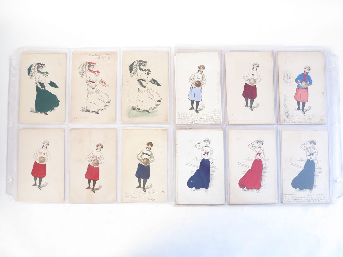 (40) College & H.S. Pennant & Sporting Girl Postcards: Lot of 40 College & High School Pennant and Sporting Girl Postcards.