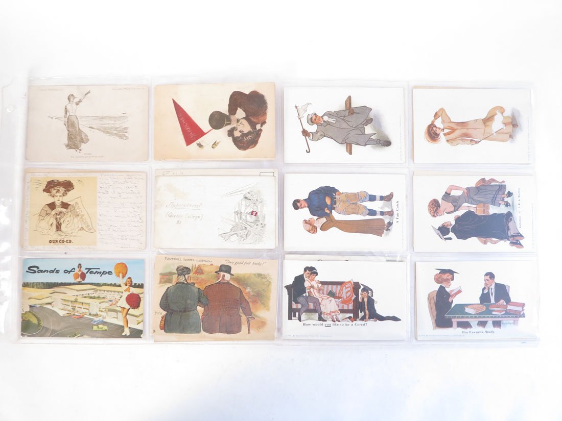 (24) College, Pennant Girl, Sports Postcards: Lot of 24 Postcards. Including: College, Pennant Girls, Sports, and more.