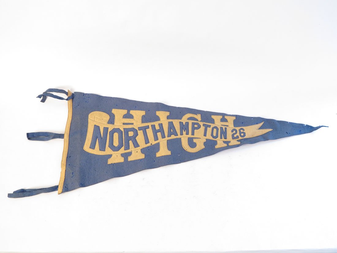 Northampton PA High School 1926 Pennant: Northampton PA High School 1926 Pennant. Sewn on Letters. Small Holes throughout. 32"
