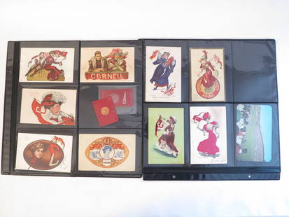 (47) Cornell Postcards, Tobacco Silks & Leathers: Collection of 47 Cornell University Postcards, Leather Postcards, Felt Pennant Postcards, Murad Tobacco Card, Tobacco Silks & Tobacco Leathers.