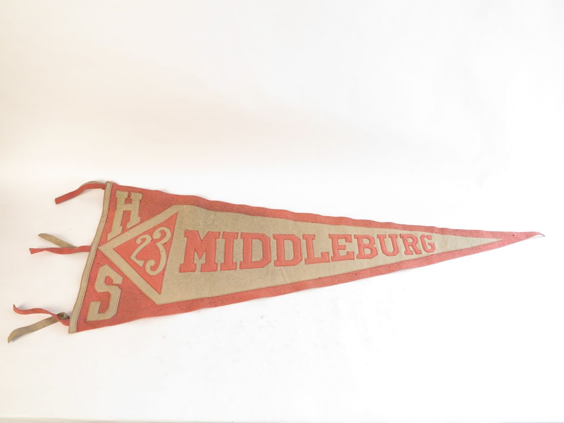Middleburg PA High School 1923 Pennant: Middleburg High School 1923 Pennant. Sewn on Letters.39"