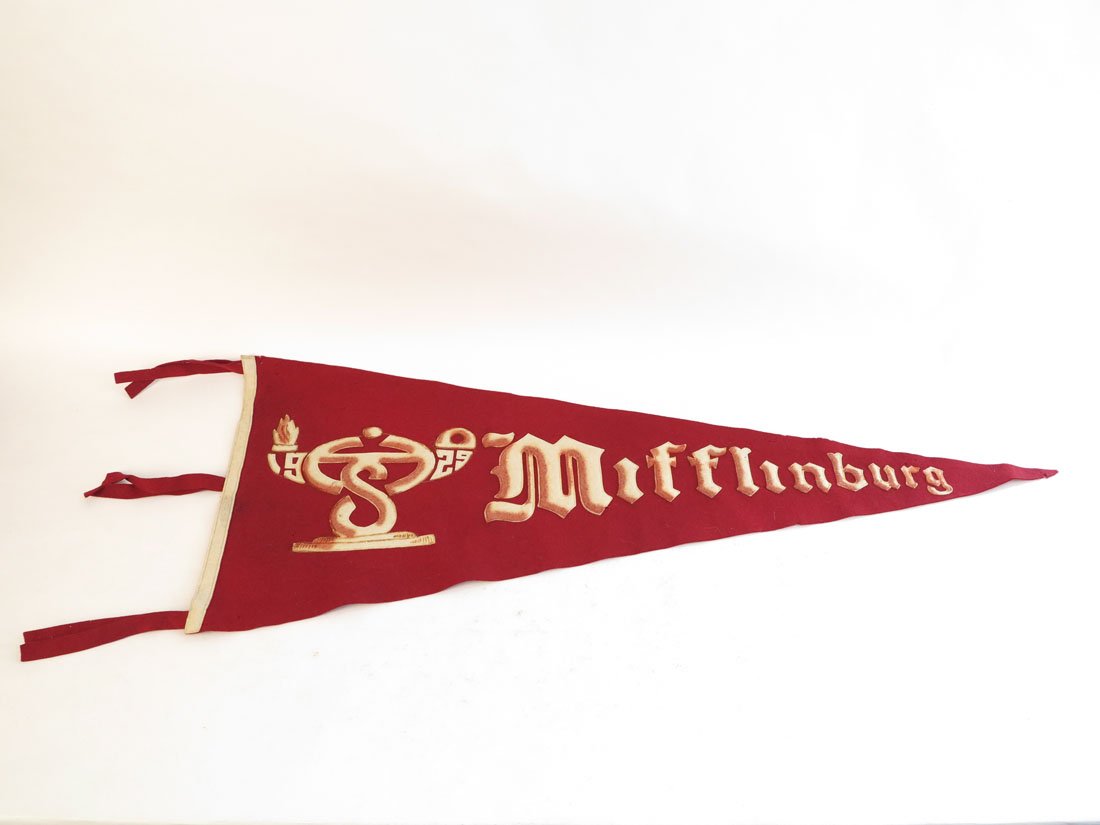 Mifflinburg PA High School 1929 Pennant: Mifflinburg PA High School 1929 Pennant. Sewn on Letters. 35"