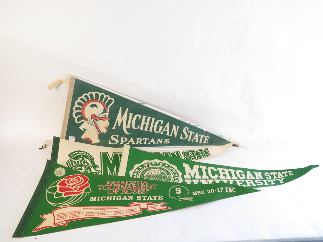 (4) Michigan State University Pennants: Lot of 4 Michigan State Pennants. 29-30"