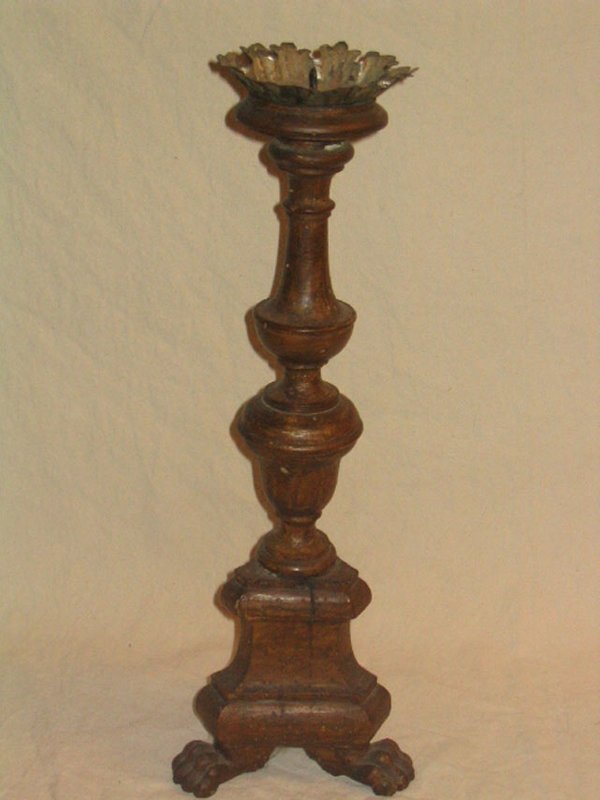 European Altar Candle Stick w/Carved Tripod Animal