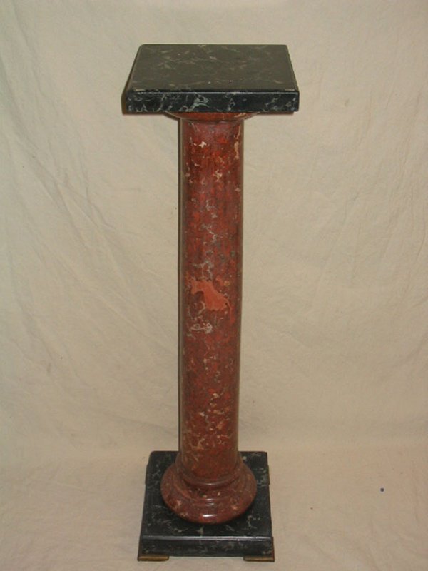 Rose Marble Pedestal w/Black Top & Bottom