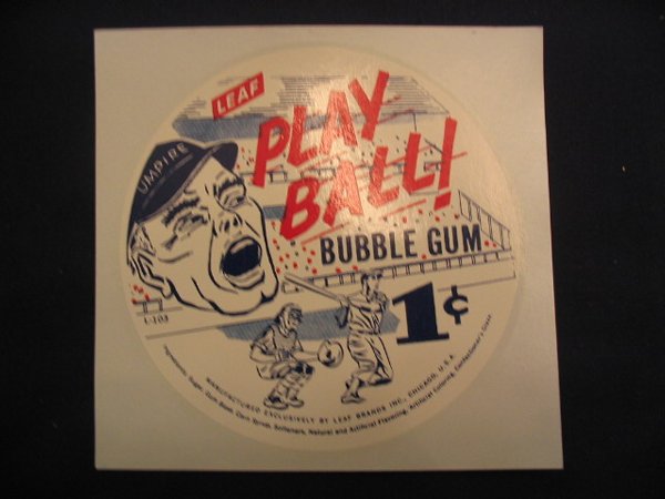 Play Ball 1 Cent Bubble Gum Machine Decal: Play Ball 1 Cent Bubble Gum Machine Decal MINT