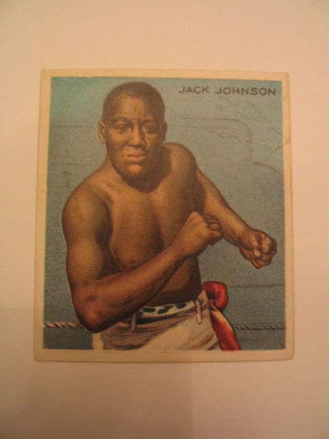 Jack Johnson T218 Tobacco Boxing Card c. 1910: "Champion Athlete and Prize Fighter" Series Scarce Tolstoi Cigarettes Back Fantastic Condition