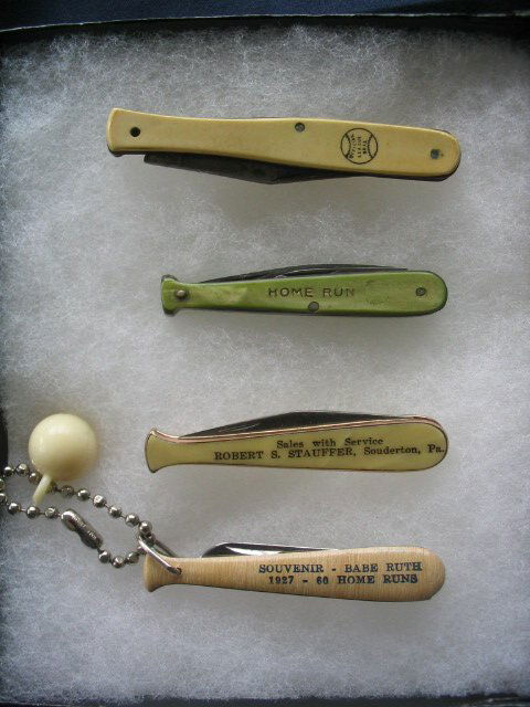 (4) Baseball Rel. Vintage Pocket Knives "Babe Ruth: (4) Baseball Rel. Vintage Pocket Knives "Babe Ruth 60 Home Runs"