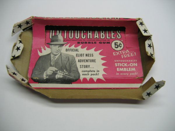 UNTOUCHABLES 5 Cent Bubble Gum Display Box: c. 1962 Great Appeal. Official Eliot Ness Adventure Story Desilu Productions, Inc.