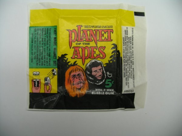 Planet of the Apes 5 Cent Topps Gum Wrapper: c. 1967. Scarce Version