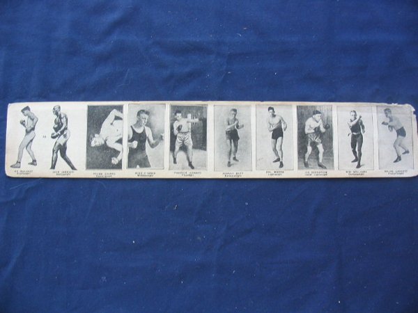 Strip of 10 Uncut Boxing Cards c. 1910 Jack Johns: Strip of 10 Uncut Boxing Cards c. 1910 Jack Johnson, Young Corbett etc.