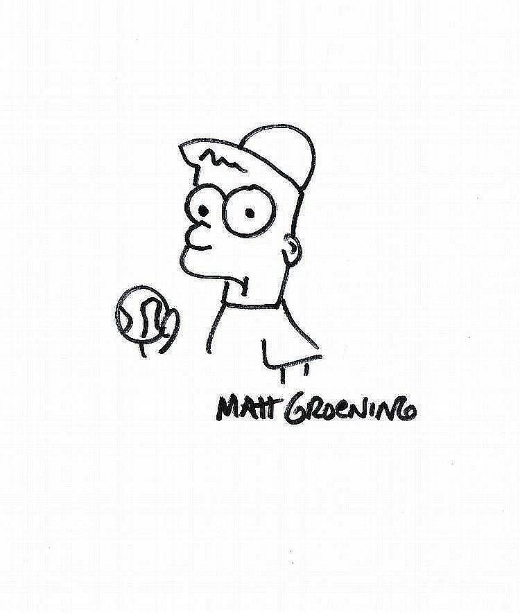 MATT GROENING HAND DRAWING OF BART SIMPSON. (1 of 1)
