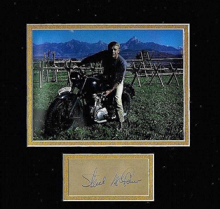 STEVE MCQUEEN AUTOGRAPH IN PRESENTATION FRAME. (1 of 1)