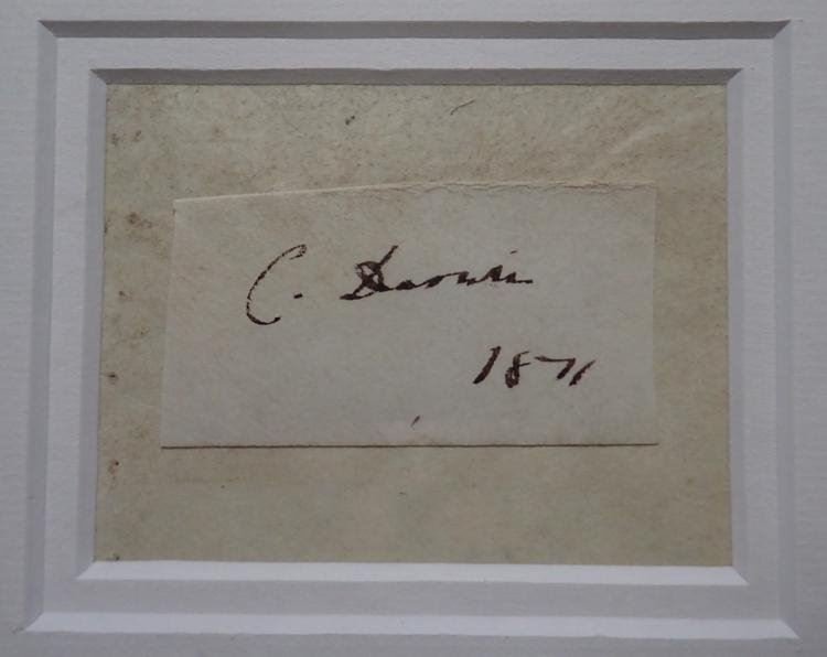 CHARLES DARWIN SIGNED CUTTING. (1 of 2)