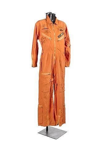 AEROSMITH SIGNED ARMAGEDDON DKNY JUMPSUIT.: An autographed Aerosmith/Armageddon jumpsuit, signed by the full band.